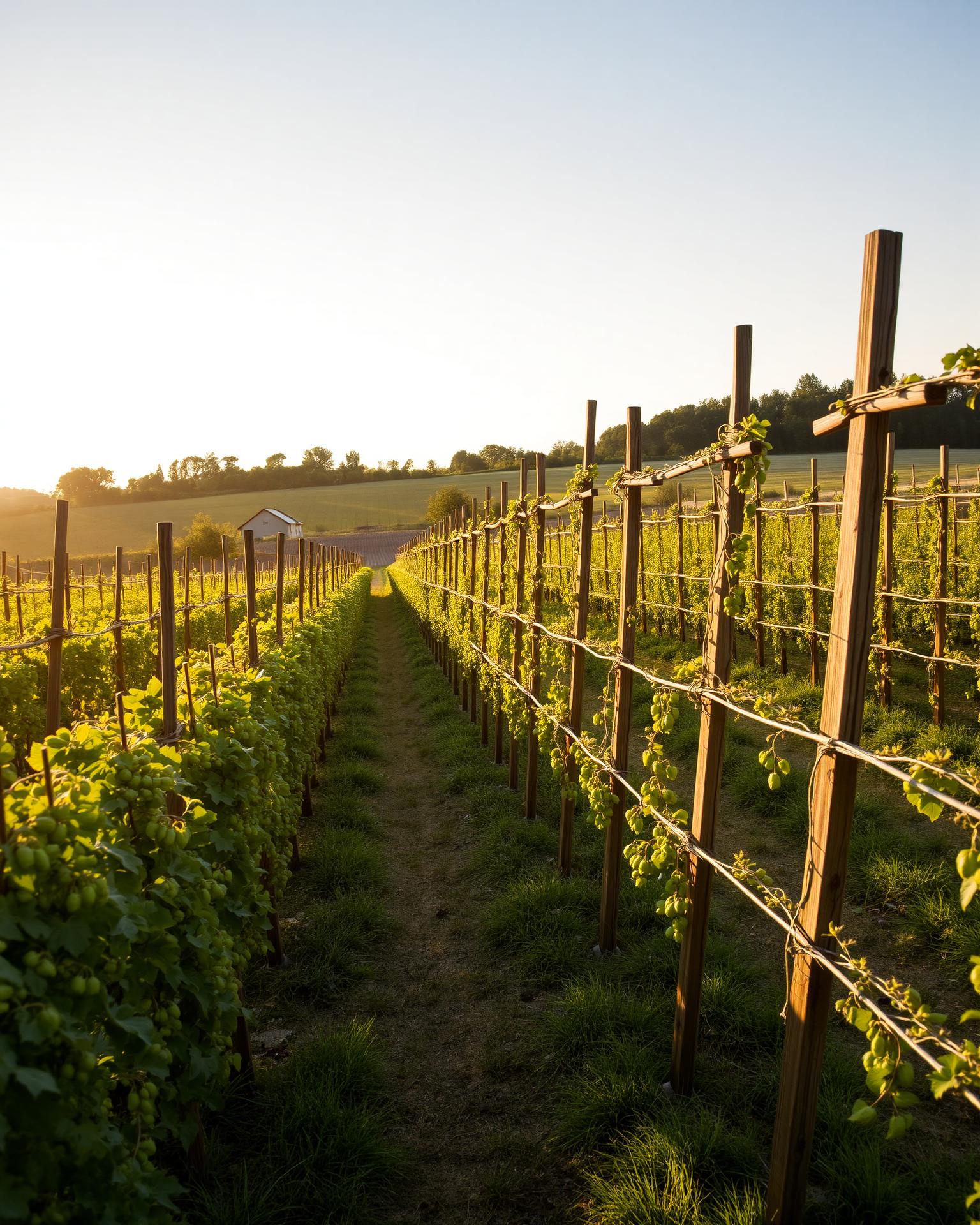 Hop fields around Spalt in late summer, warm golden light